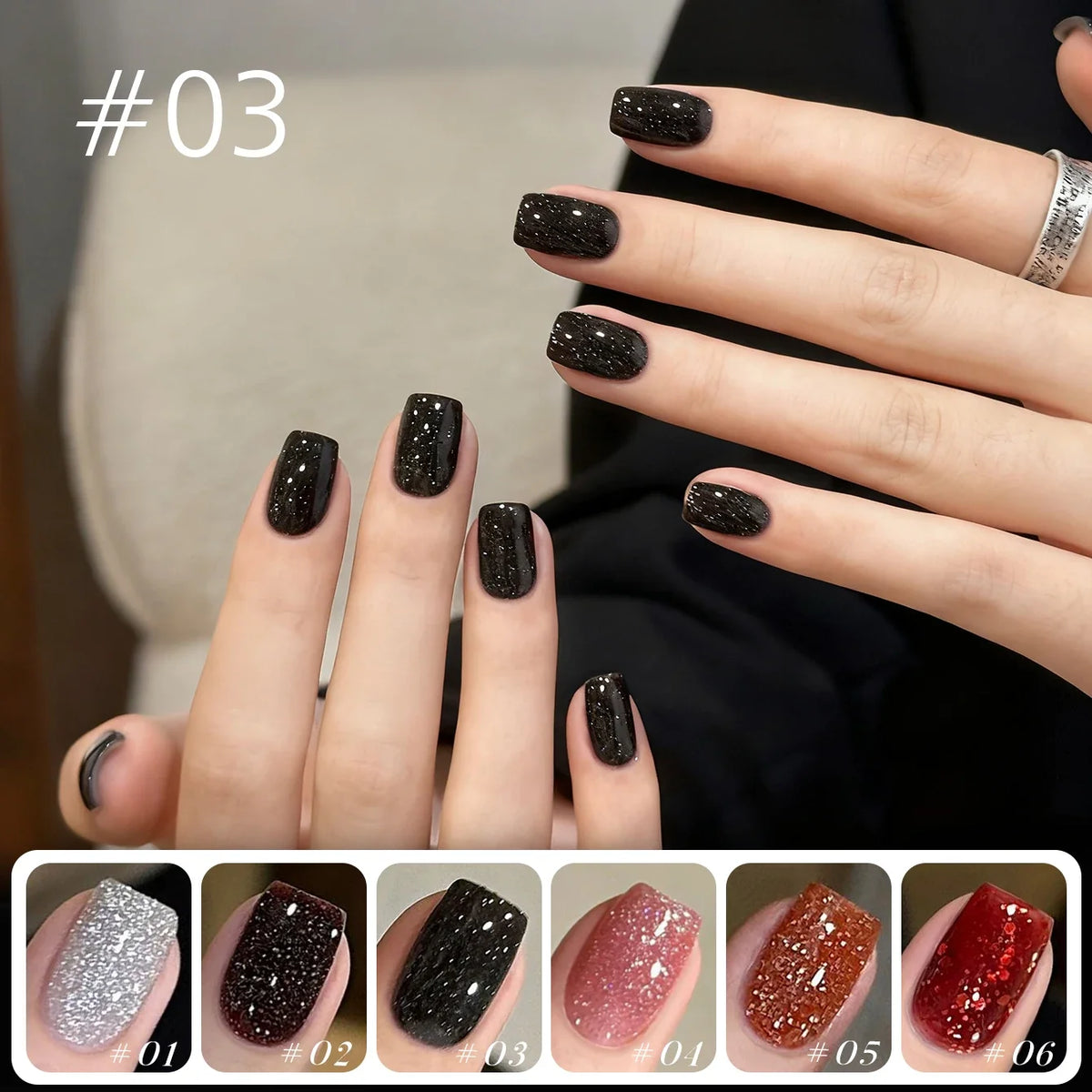 1-12pcs Wine Red Flash Crushed Strobe High Density Diamond Glitter Gel Nail Polish Black Nails Red Nails White Nails