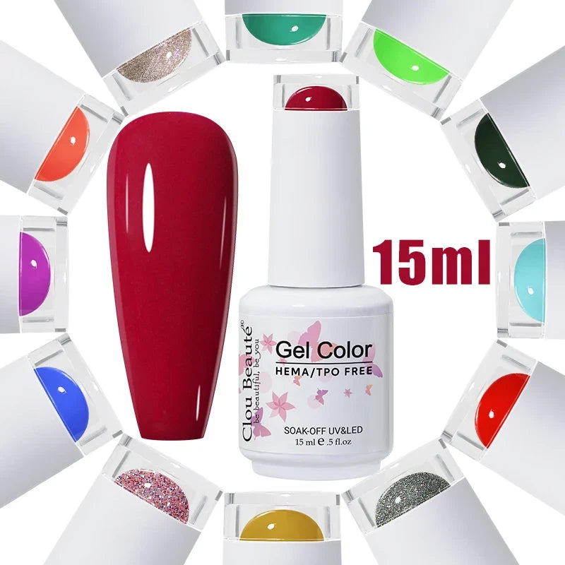 Clou Beaute Coffee Colors Nail Gel Polish HEMA/TPO FREE Soak off UV/LED 15ml Vernis Semi Permanent Nail Varnish 15ml Base Top