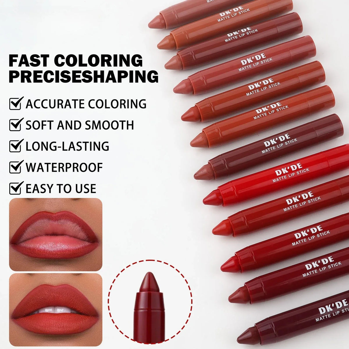 3-Color Lipstick Stick Set,Long-Lasting Color Payoff,Transfer-Proof,Suitable for All Makeup Styles