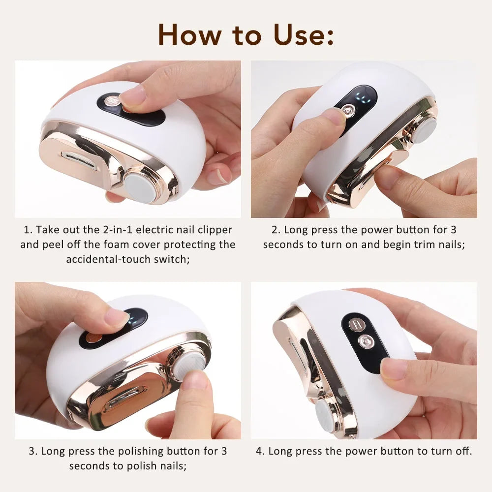Electric Nail Clippers Automatic Trimmer Rechargeable for Adults Baby Safe Fingernail Toe Nail Cutter Portable Manicure Pedicure