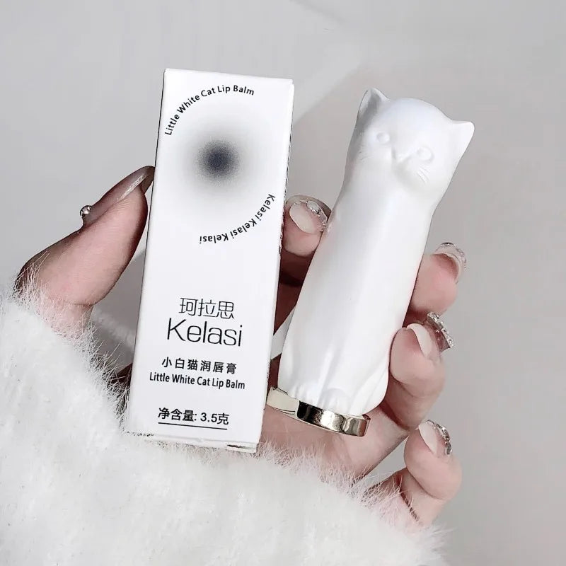 Cat Moisturizing Lip Balm White Blue Tint Crystal Jelly Colored Anti-chapped Lip Care Smoothens Lips Lines Base Clear Lipstick