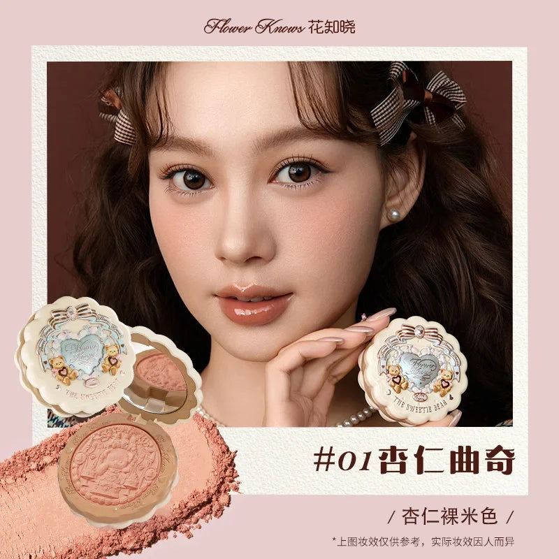 FLOWER KNOWS THE SWEETIE BEAR Blushes Silk Satin Blush Powder For Cheeks Contour Face For A Natural Matte Finish Vegan Makeup