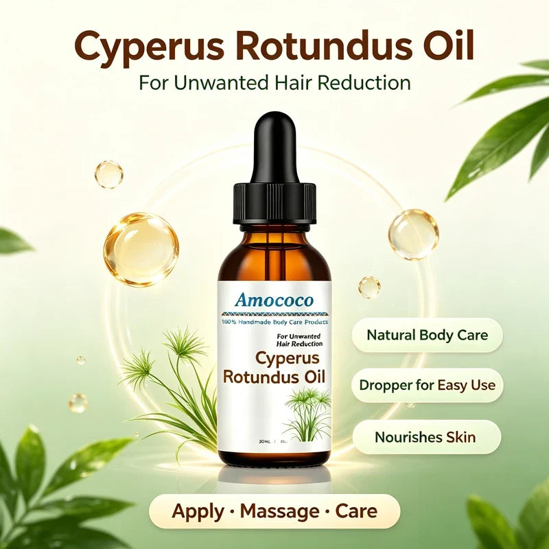 Amococo 3/6pcs Cyperus Rotundus Oil 30ml Natural Body Face Moisturizing Oil with Dropper Helps Soothe Skin After Hair Removal Non-Greasy Hydrating Serum