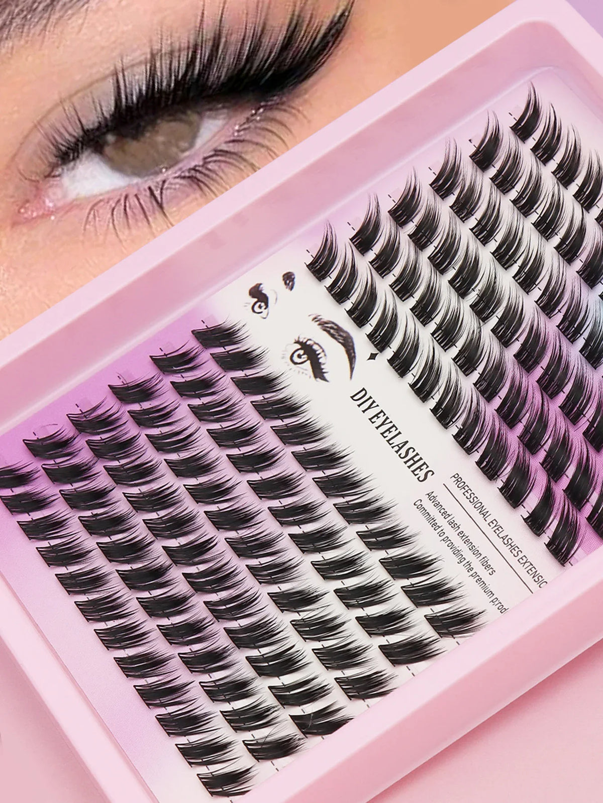 Ayr 80PCS C Curl Brown Style Eyelash Extension Winged Individual Lashes Natural Segmented Eyelash Bundles Makeup Tools