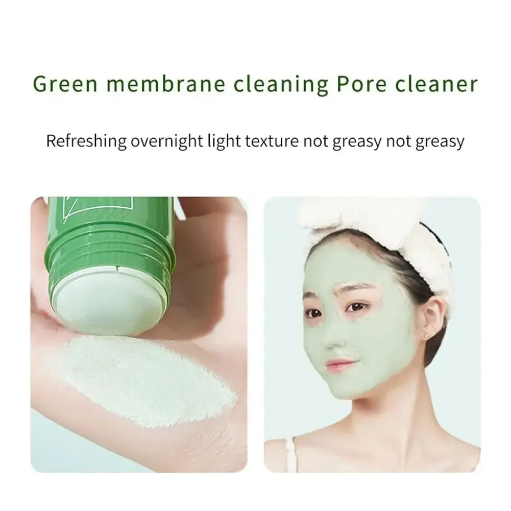 Green Tea Eggplant Solid Mask Deep Cleansing Oil Control Balance Antioxidan Shrink Pores Remove Blackheads Refreshing  Mud Mask