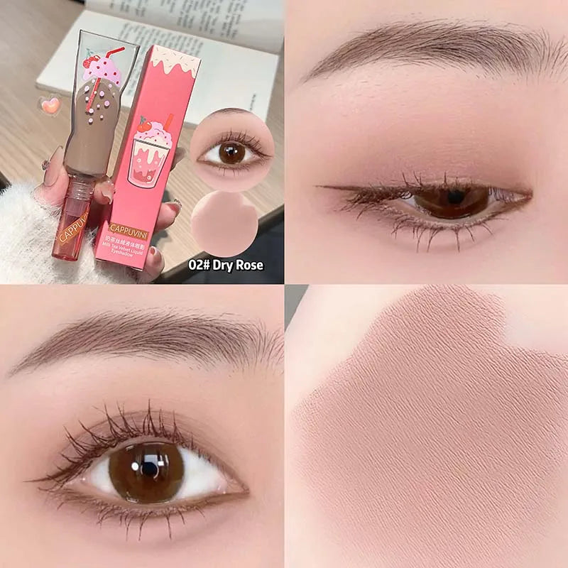 Cappuvini Velvet Liquid Eyeshadow - Muted Milk Tea Brown, Soft Matte Finish, Buildable Neutral Eyeshadow Stick for Everyday Make
