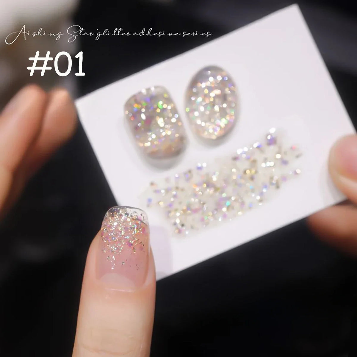 1-12pcs WS Summer Autumn Nails Flashing Reflective Disco Pink Blue White Broken Diamond Gel Nail Polish Nail Art Nail Supplies