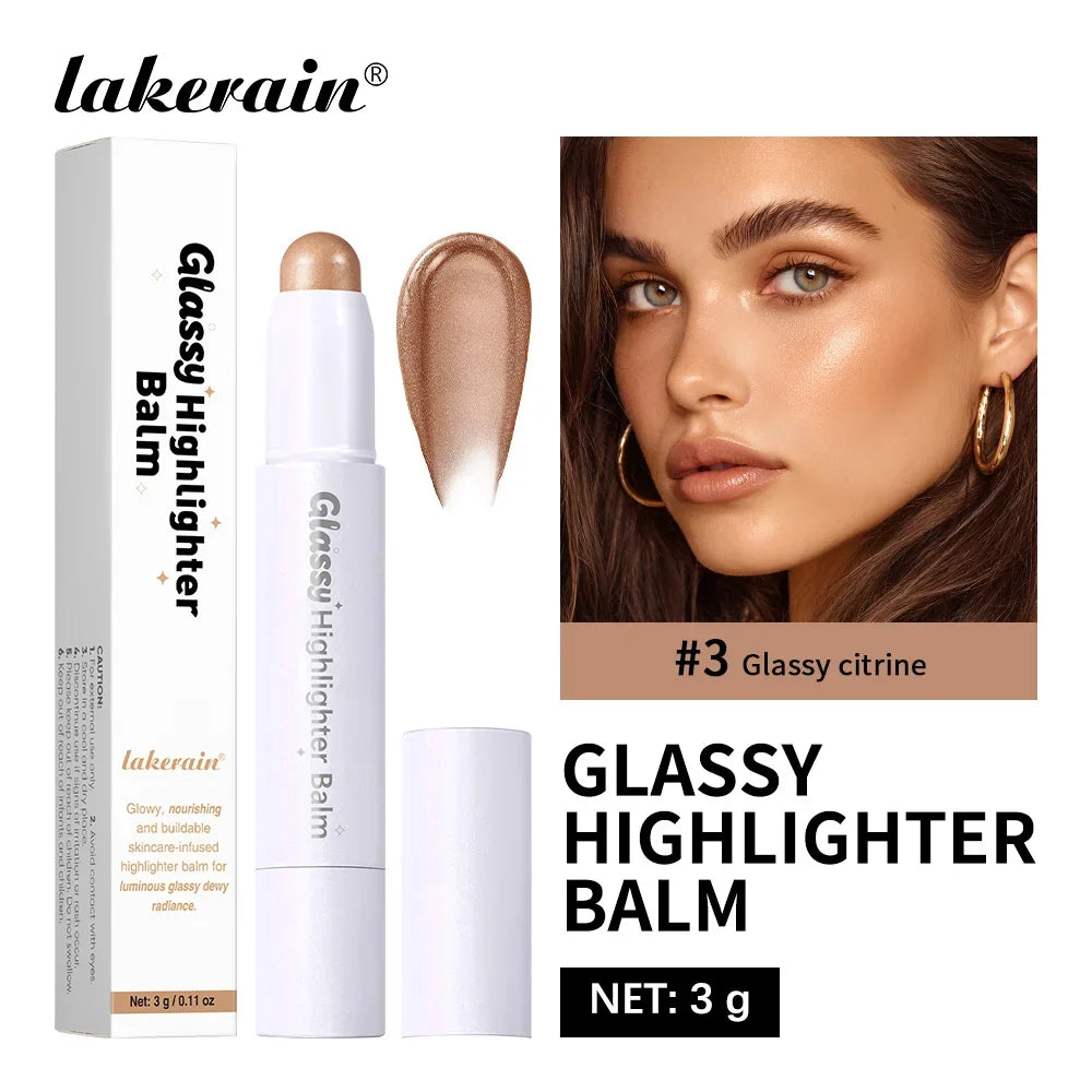 Glassy Highlighter Balm Brighten Complexion Deep Hydration Long Lasting Wear Highlighting Cream Eye Cheek Lip Body Glossy Pen