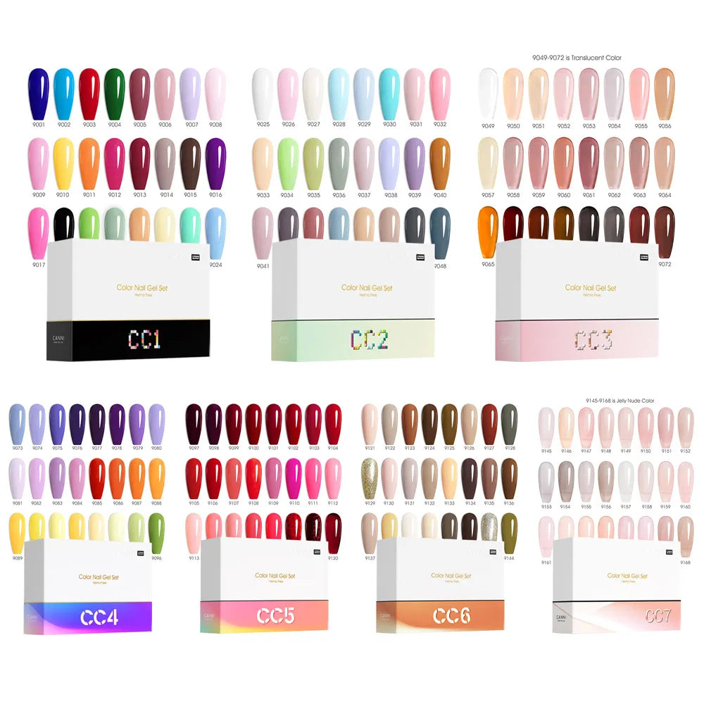CANNI Nail Gel Polish Set Upgraded HEMA FREE Summer Nails Smooth Texture Ultra Gloss Top Coat Pigmented Gel Soak off UV LED Gel