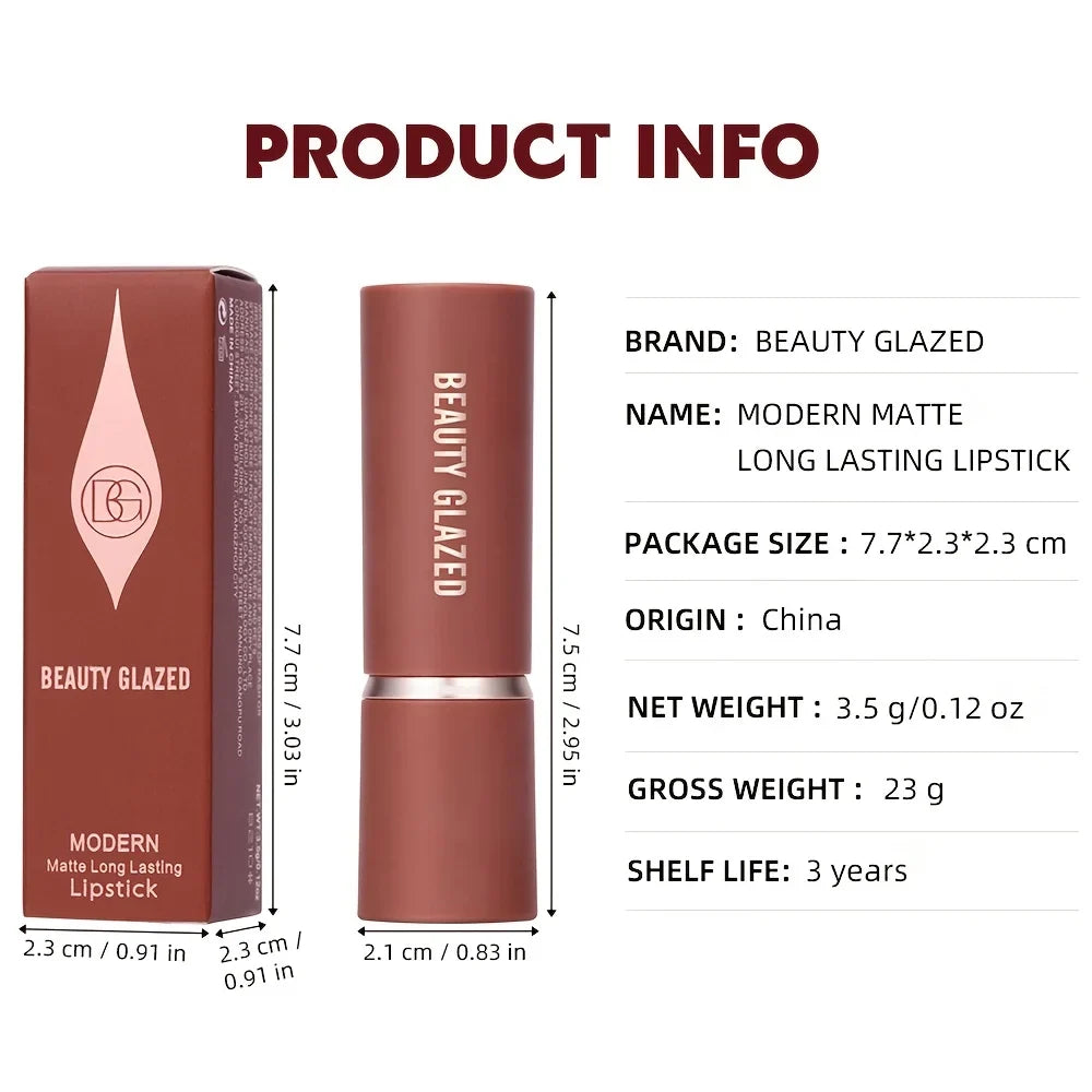 Barely Matte Cocoa Lipstick Creamy Texture Nourishing Care Long Lasting Waterproof  All Skin Types Brown Hue Matte Lipstick