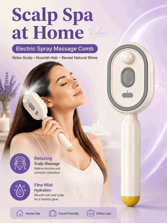 Electric Hair Brush with Spray Mist Scalp Massager Detangling Brush for Women Hair Care Anti Frizz Styling Tool