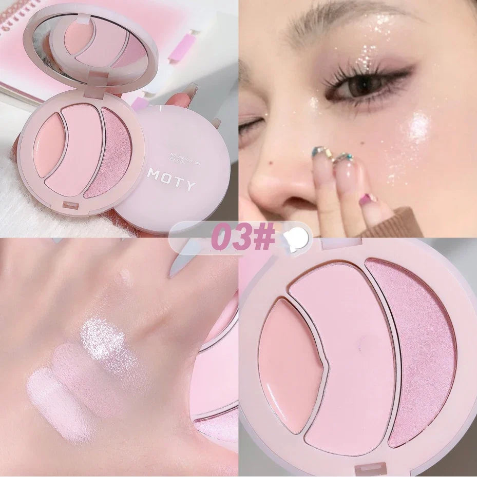 3D Matte&Shimmer Highlighter Powder Cream Water Light Pearl High Gloss Brighter Contouring Face Shading Concealer Makeup Palette