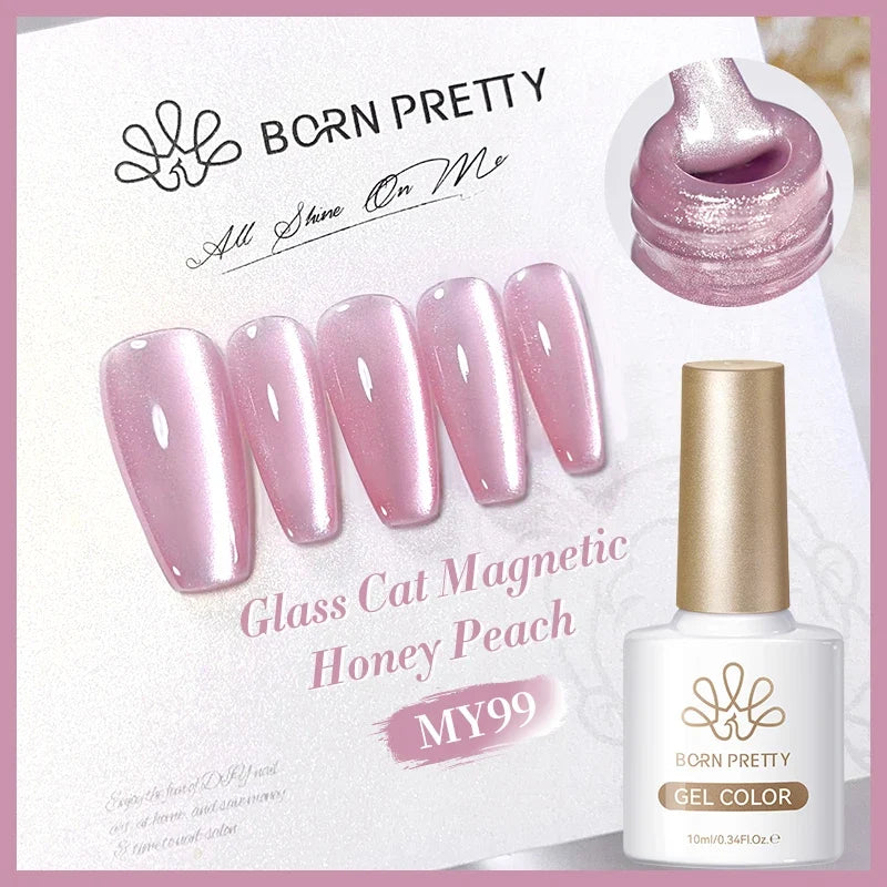 BORN PRETTY Gold Pink Cat Magnetic Gel Polish 10ml Water Light Spaking Glitter  Soak Off UV Semi Permanent Varnish Manicure