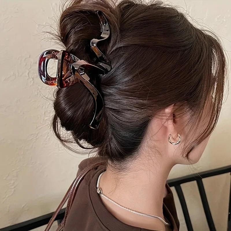 1 Acrylic Wave Hair Clip For Women - Fashionable And Elegant Hair Accessories - Hair Claw Headband - Hairstyle Shark Clip Gift