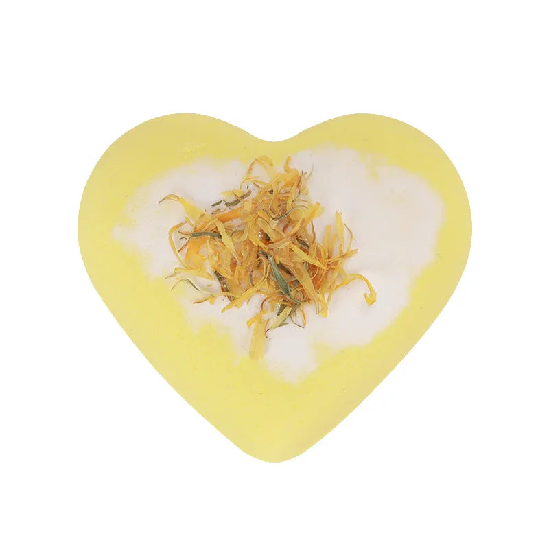 80g Heart Shape Bath Salt Dried Flower Fizzy Salt Ball Essential Oil Aromatherapy Spa Bubble Bath Soak Hotel Luxury Bath Gift