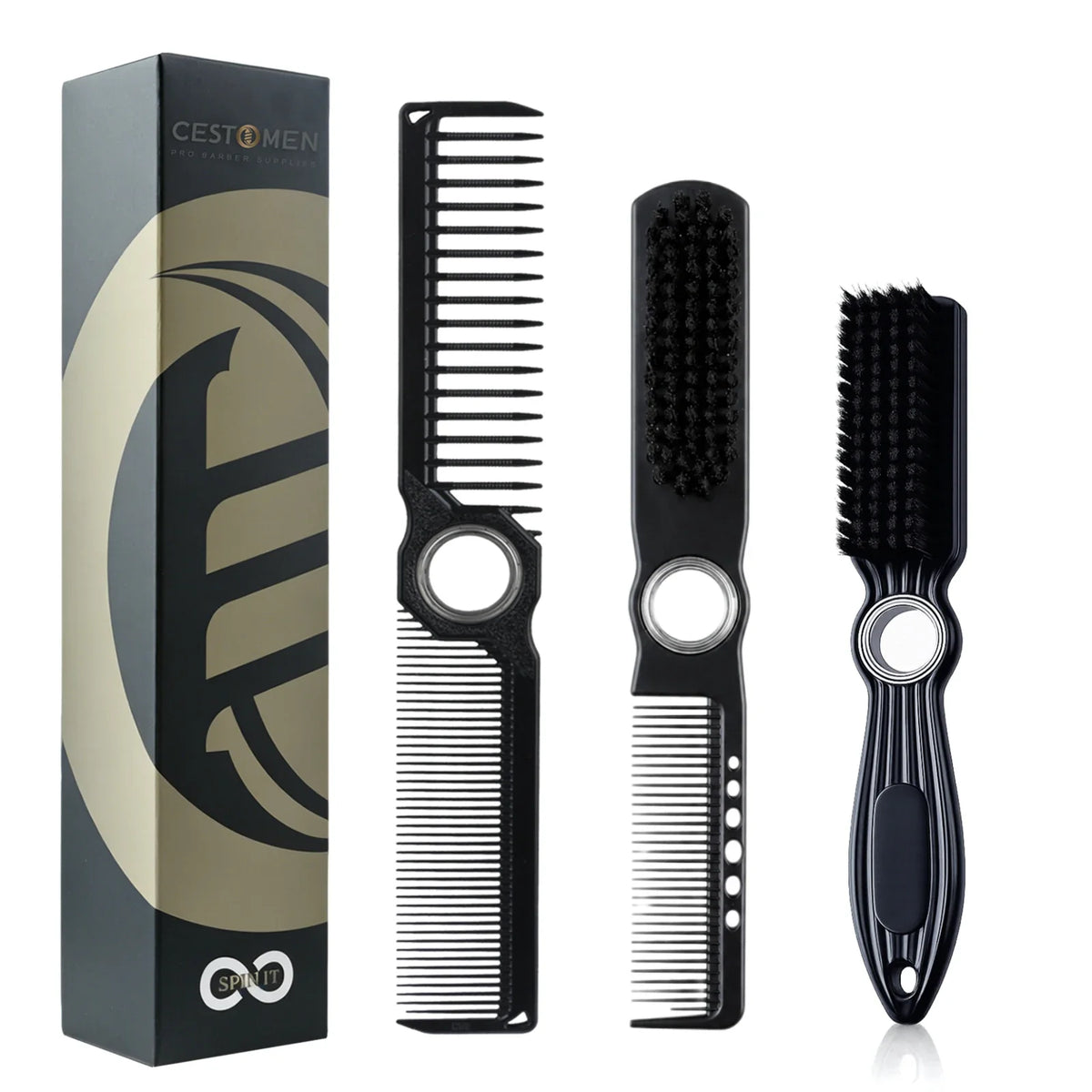 1/3PCS New Pro Spinning Barber Fade Brush Combs Dual-Sided Salon Styling Tools For Hair Removal Neck Duster Cleaning Brushes