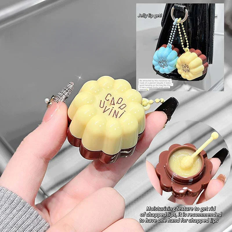 Cappuvini Macaron Fruit Flavor Lip Mask Deeply Hydrating Long-Lasting Moisturizing Soften Fine Lines Lip Care Lipstick Base