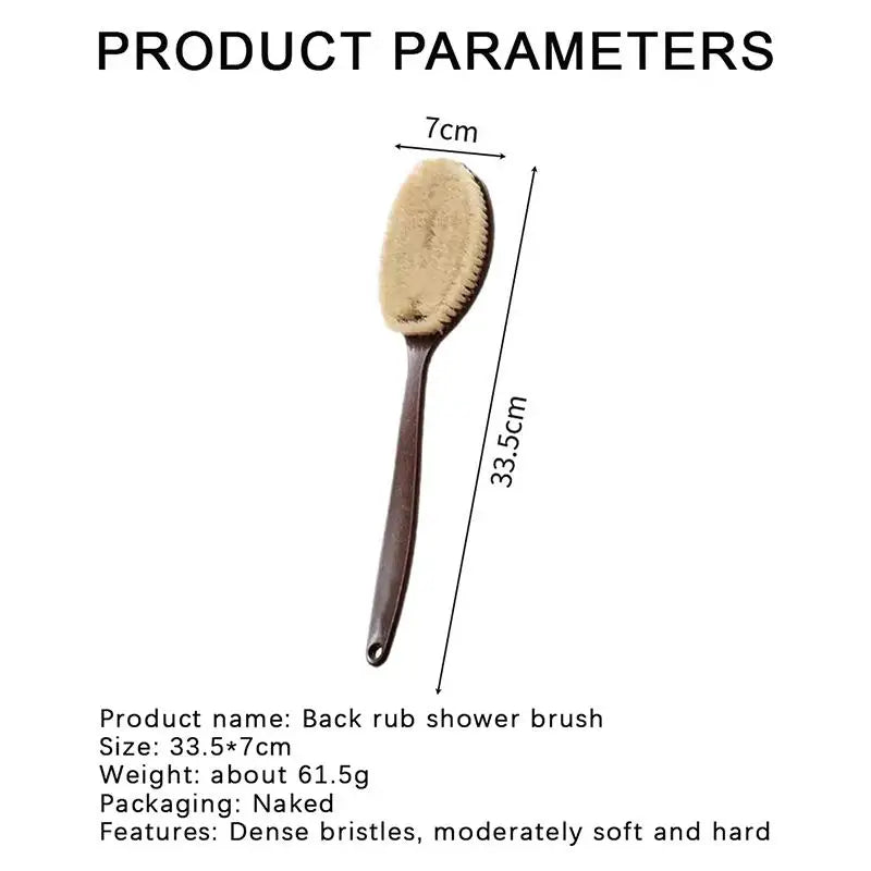 1Pcs 2‑In‑1 Long‑Handle Bath Brush Natural Coconut Bristle Back Scrubber For Wet Dry Body Massage Shower Accessories ****