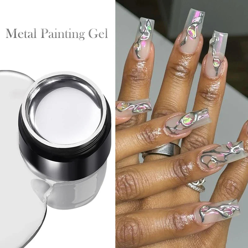 BORN PRETTY Super Holos Metallic Painting Nail Gel for Nails Soak Off Holographics Laser Gel Polish Gold Silver Paint Gel 5ml