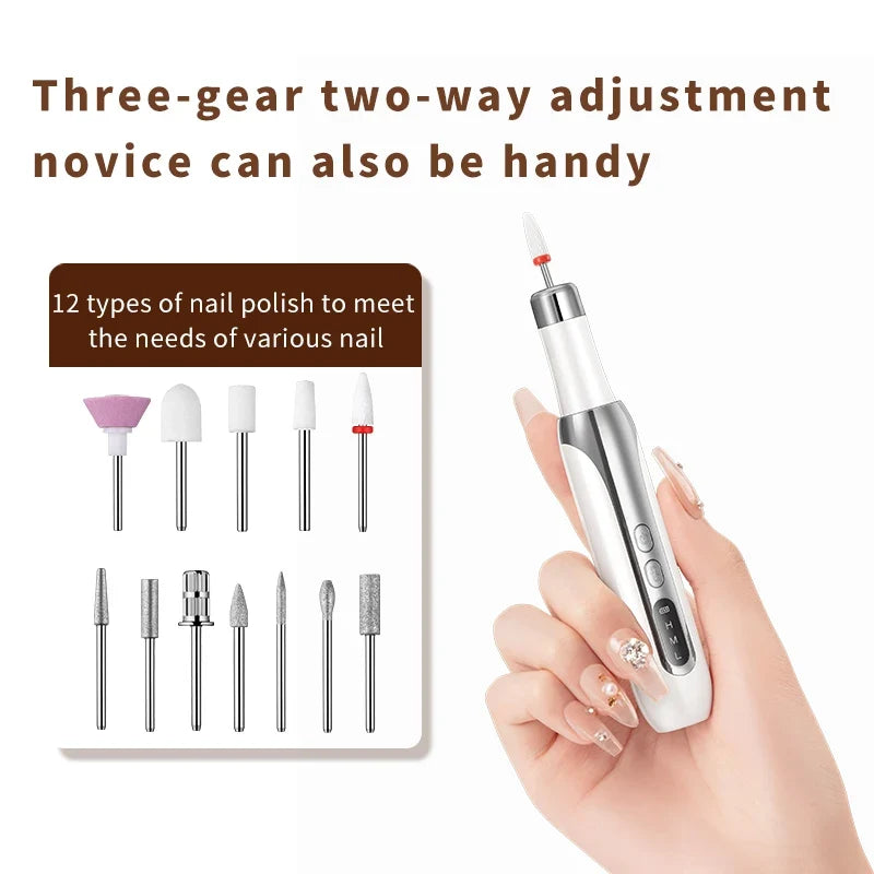 Electric Nail Polisher Drill Bits Professional Nails Grinding Polishing Dead Skin Removal Art Sanding File Pen Manicure Machine