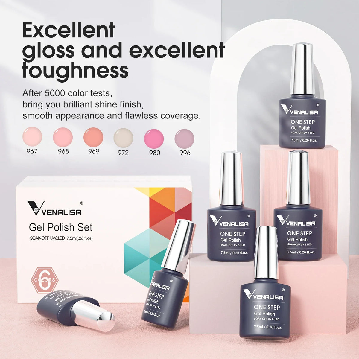 6pcs Venalisa Construction Gel Kit Stronger Jelly Color Reinforce Natural Nail Varnish Rubber Base Color Series Nude Collection