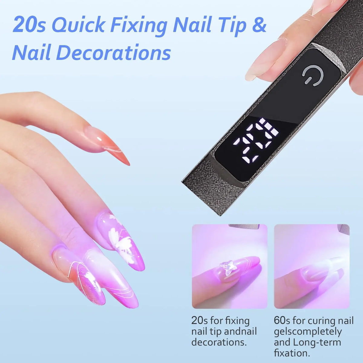 Handheld UV Led Nail Lamp Portable Rechargeable Mini Nail Dryer For Curing Nail Gel Polish Manicure Flashlight for Nail Salon