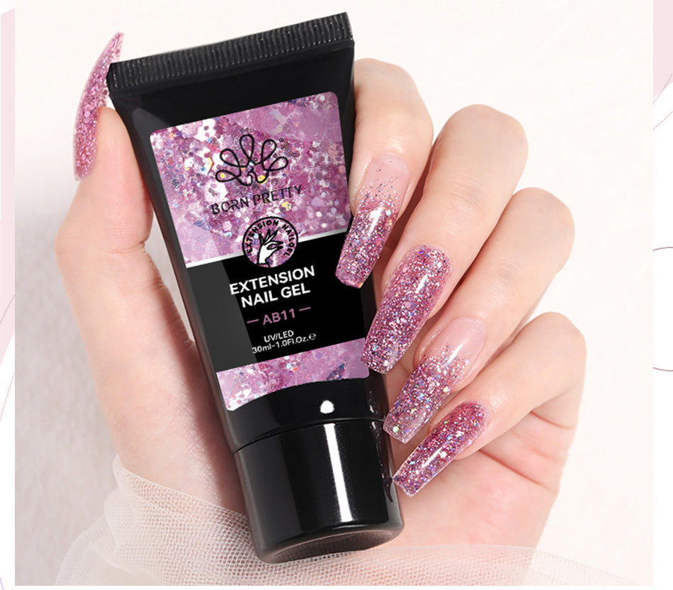 BORN PRETTY 30ml Acrylic Gel For Nail Extension Nude Clear White Color Quick Building Prolong Manicure Nail Art Hard Gel Varnish