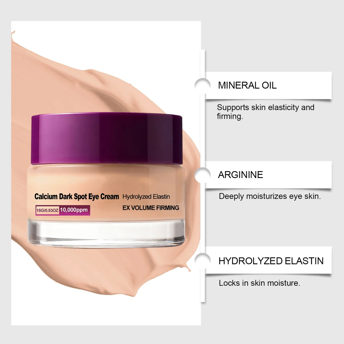 Calcium Dark Spot Eye Cream Collagen Boosting Wrinkle Smoothing Anti-Aging Firming Eye Cream for Wrinkles Puffiness Hydrating