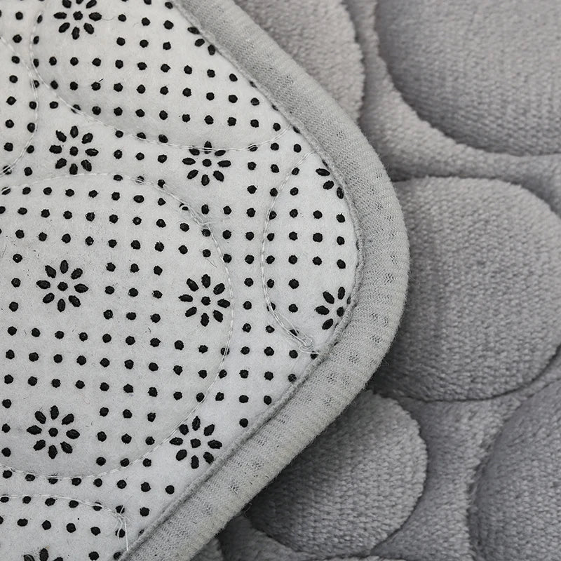 Embroidered Pebble Coral Velvet Floor Mat, Bathroom Carpet, U-shaped Sponge Absorbent Foot Mat, Door Mat, Two-piece Set