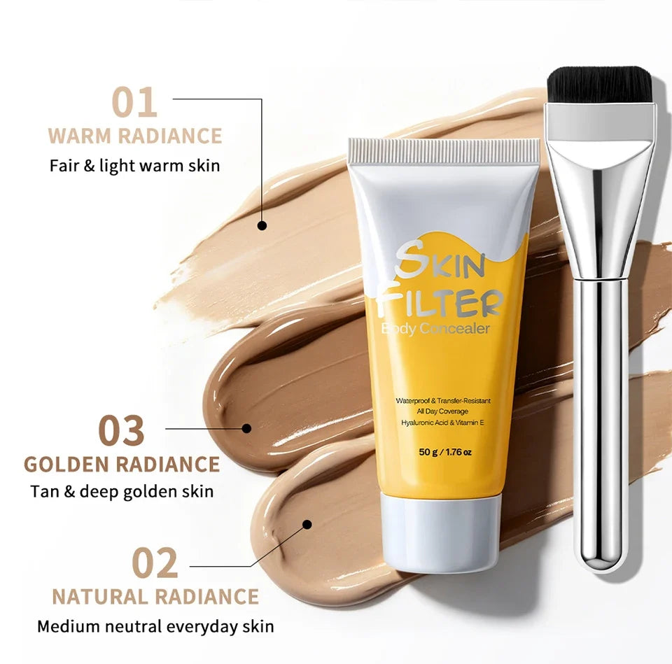 50ml Body Concealer Full Coverage Tattoo Cover Up Waterproof Hyaluronic Acid Hydrating Cover Scars Spots Veins Birthmarks Makeup