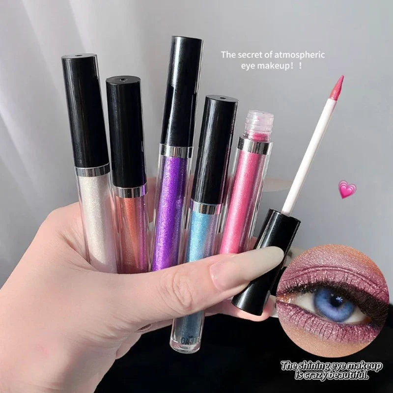 12 Color Liquid Eyeshadow Pearlescent Long-lasting Glitter Eyeliner Waterproof Natural Smokey Silver Shimmer Shadows Eye Makeup