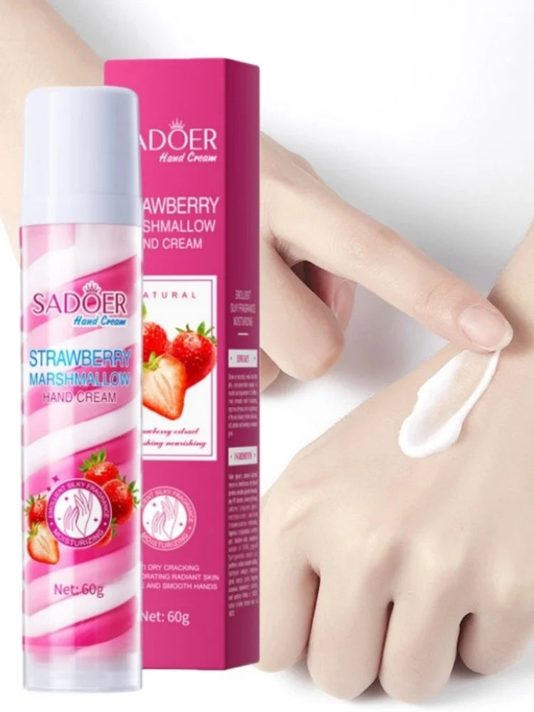 60g Strawberry Marshmallow Hand Cream, Strawberry Extract, Moisturizes Dry Skin