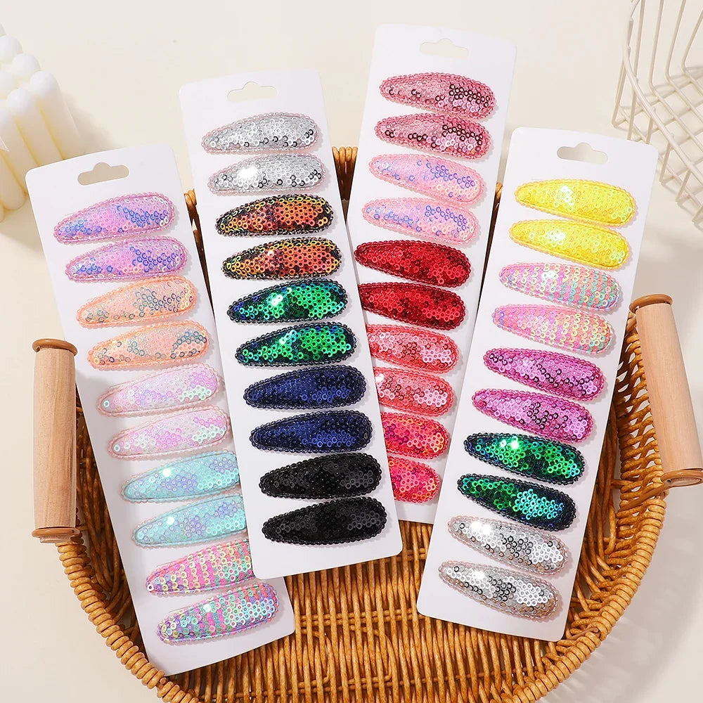 10Pcs/Lot Fresh Print Cotton Alloy Hair Clips for Kids Fabric Plaid BB Hairpins Girl Hairgripe Headwear Baby Hair Accessories