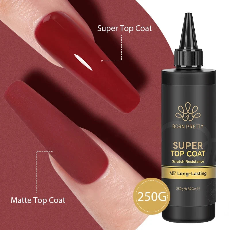 BORN PRETTY 250g Super Top Coat Gel Nail Polish Base Gel Matte Top Coat Semi-Permanent Varnish Soak Off Nail Art Functional Gel