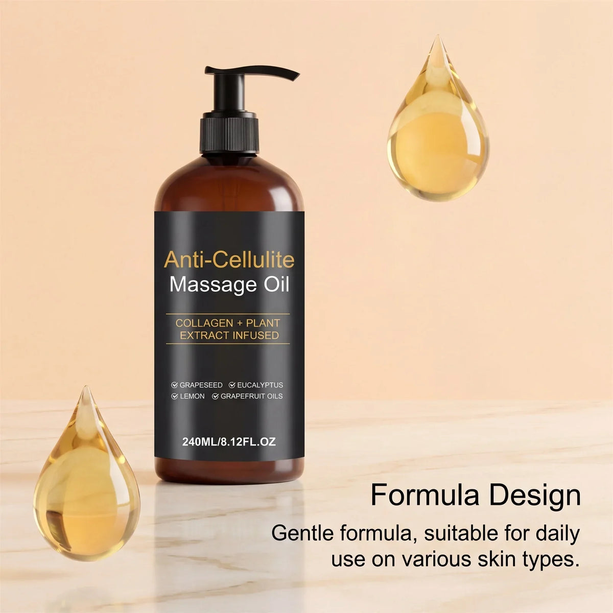 Firming Body Massage Oil with Collagen Anti Sagging Smoothing Cellulite Improve Skin Texture Refreshing Body Oil for Legs & Full