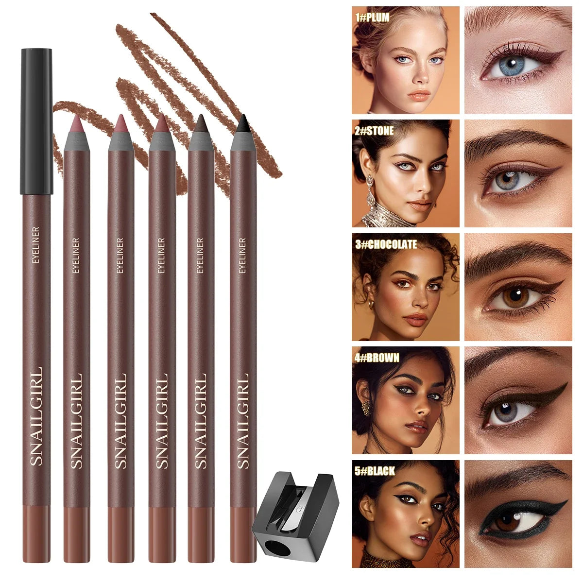 Eyeliner Pen, Waterproof And Sweatproof, Long Lasting Smudge ProofHard Refill Eyebrow Pencil