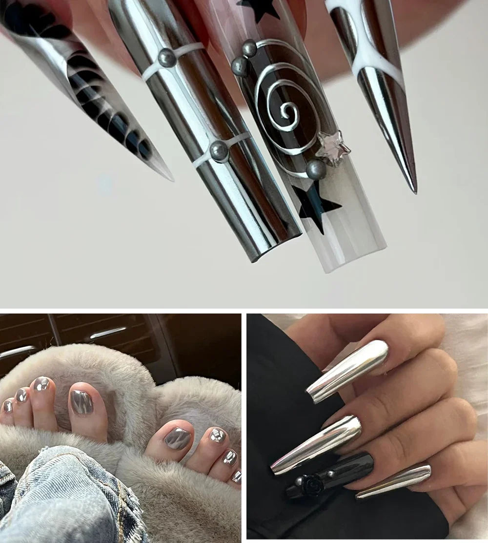AWStorG 5ML Super Silver Metallic Gel Nail Polish Metal Effect Painting Gel Chromes Varnis Semi Permanent for Nail DIY