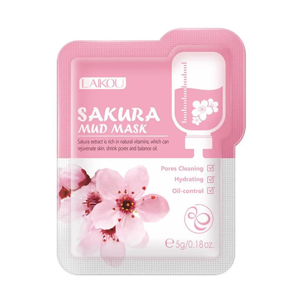 Japan Sakura Mud Face Mask Deep Cleansing Remove Blackheads Oil-Control Clay Mask Moisturizing Deep Cleansing Facial Skin Care