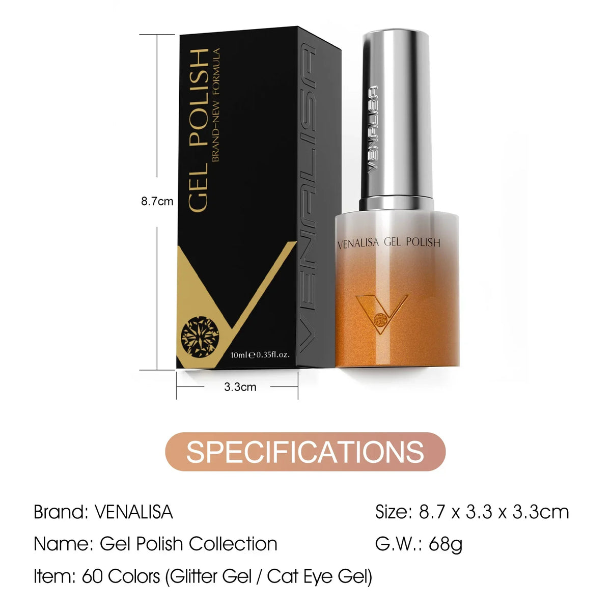 1/5pcsVenalisa Hema/TPO Free Cat Eye Gel Magnet Ultra Flash Nail Gel Polish Diamond Sparkle Soak Off UV LED Varnish Nail Gel