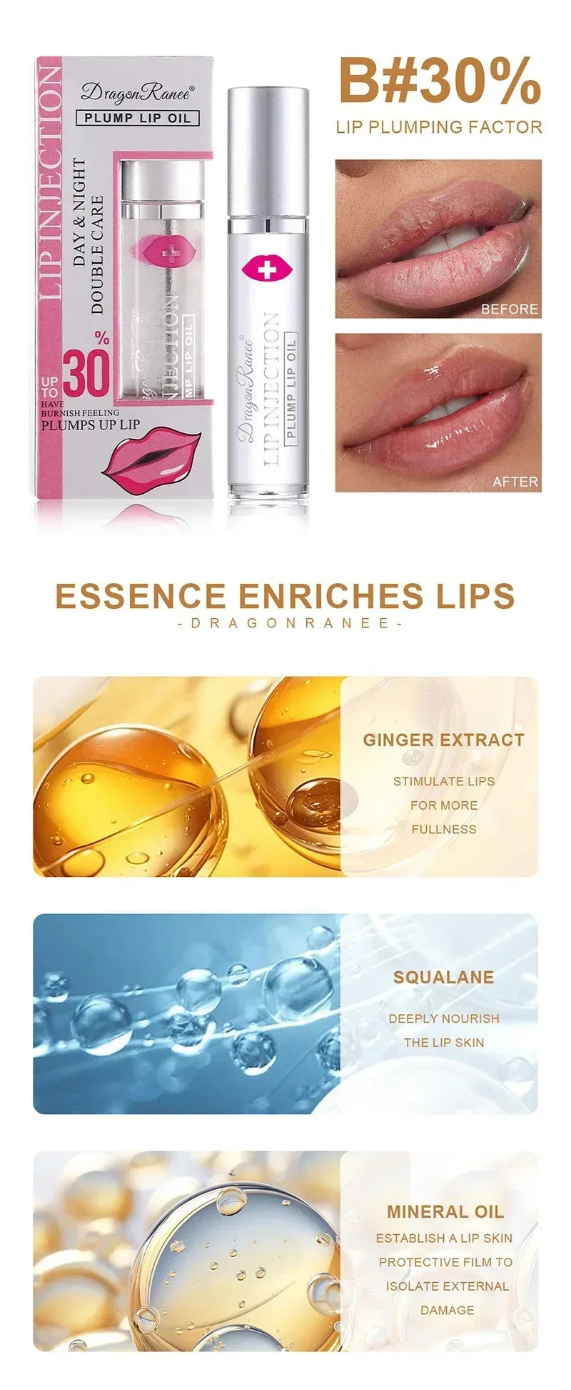 Instant Volumising Lip Plumper Oil Enhancer Lip Gloss Plumping Serum Moisturizing Anti-Wrinkle Lipstick Sexy Lip Care Makeup