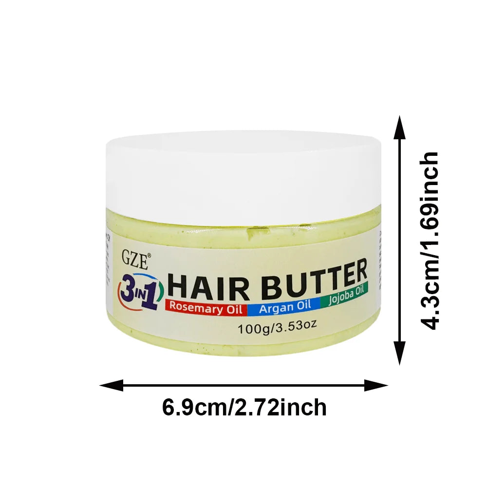 GZE 3 in 1 Hair Butter Nourishing Cream with Rosemary, Argan & Jojoba Oils for Deep Conditioning, Frizz Control, Stong Hair Root