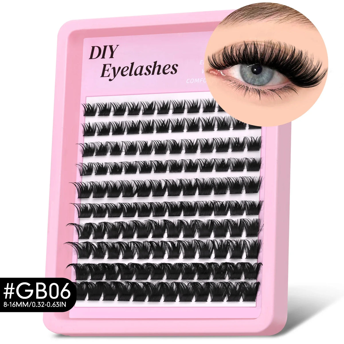 GROINNEYA Fluffy Lashes Clusters 510pcs D Curl 6 Styles 8-16mm Wispy Individual Lashes Soft False Eyelashes Eyelash Extensions