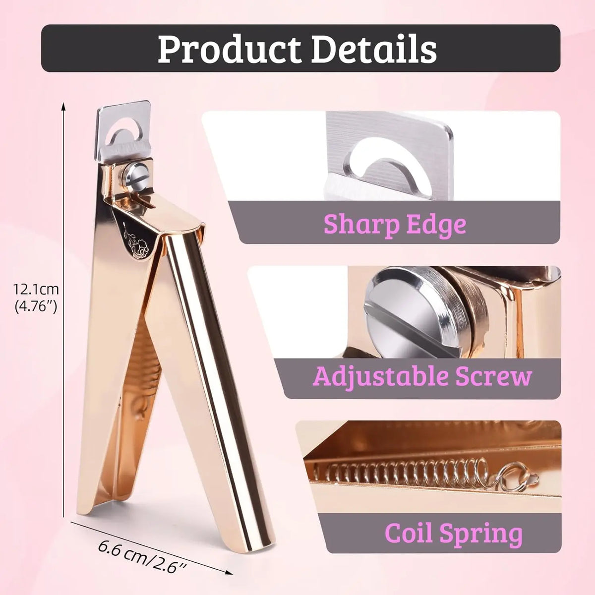 CALIYI Stainless Steel UV Gel False Nail Tips Trimmer Clipper Edge Cutter Nail Art Manicure U Word Rainbow Gold Silver Tools