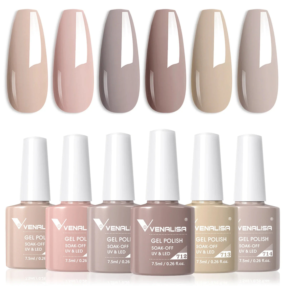 6pcs Venalisa Construction Gel Kit Stronger Jelly Color Reinforce Natural Nail Varnish Rubber Base Color Series Nude Collection