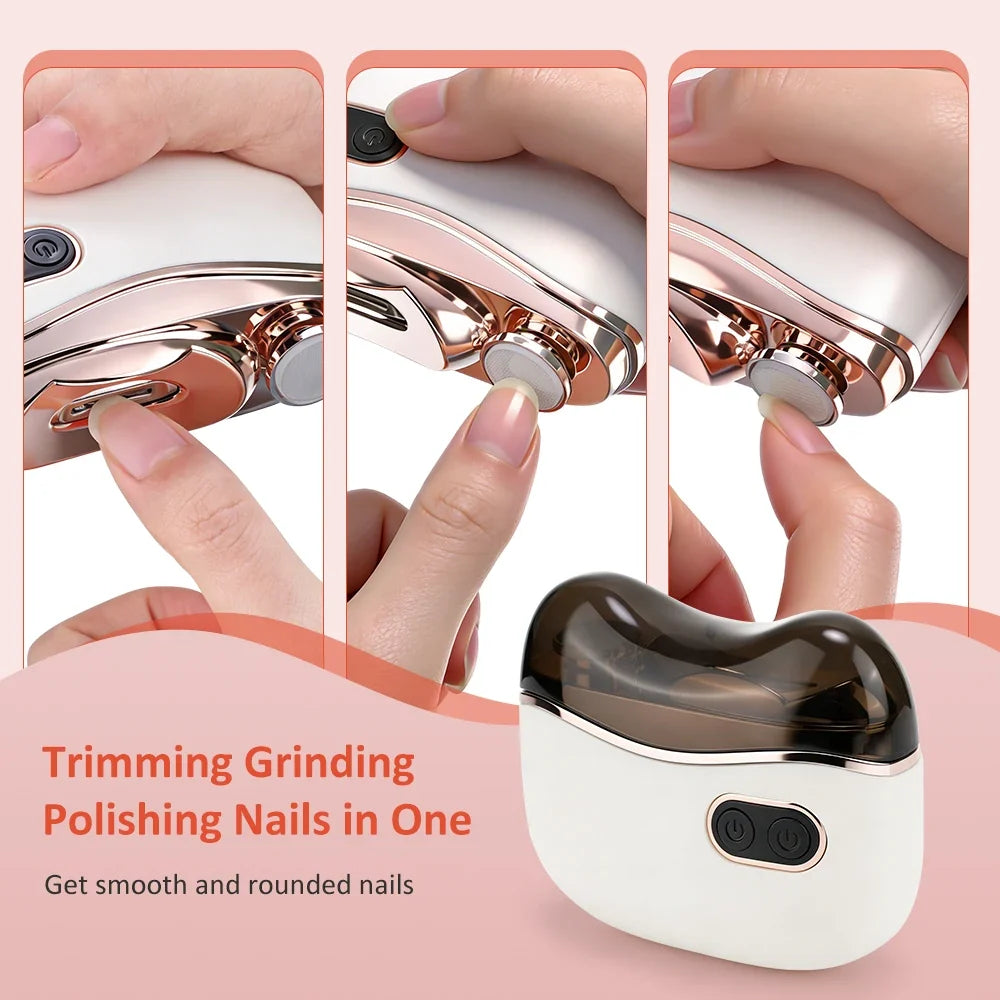 2 in 1 Multi-functional Electric Nail Clipper 3-Speed Nail Polishing Auto Nail Trimmer Scissor File with Light for Kids Adult