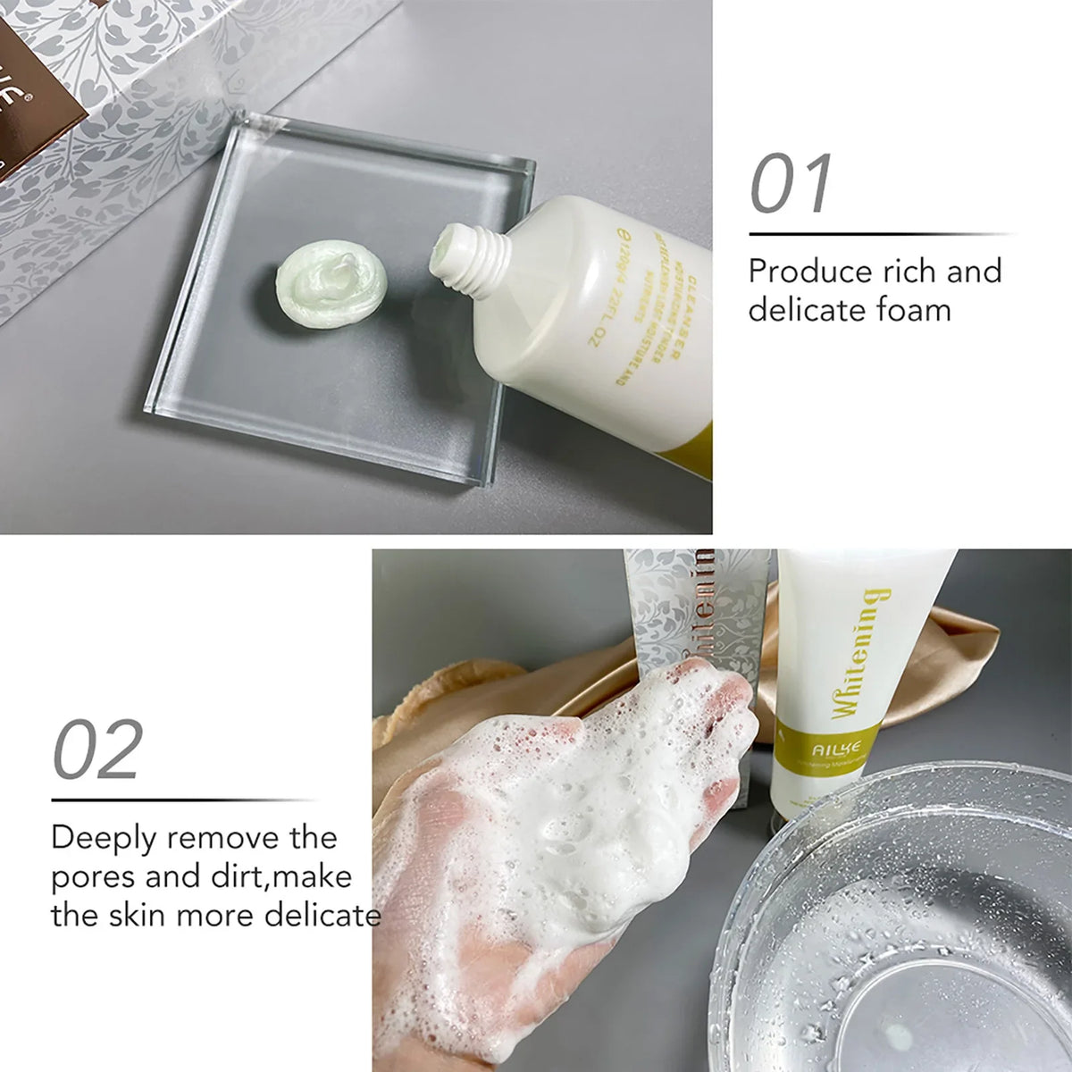 AILKE Whitening Anti-Aging Face Wash, Reduce Wrinkles, Pimples, Oily Skin, Deeply Cleanses & Removes Impurities Facial Cleanser
