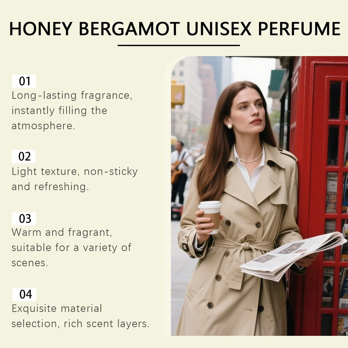 Honey Bergamot Pheromone Fragrance Spray Lasting Fragrance Deodorant Eau De Toilette Cologne Fragrance for Women Skin Care