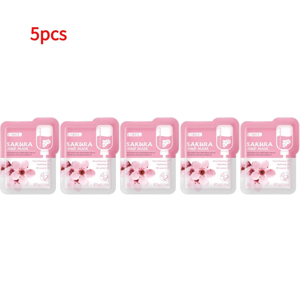 Japan Sakura Mud Face Mask Deep Cleansing Remove Blackheads Oil-Control Clay Mask Moisturizing Deep Cleansing Facial Skin Care