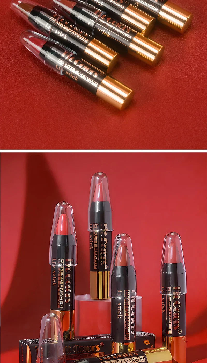 Fit Colors 6-Color Nourishing Lip Crayons - Velvet Finish, Hydrating, Non-Transfer, and Waterproof Lipsticks