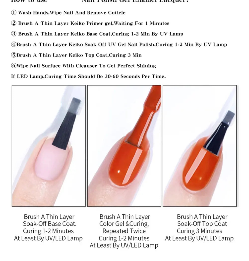 6Pcs/Set Fall Shine Finish Semi Permanent Glitter Sequins GEL Nail Polish Set Kit Soak Off Uv Varnish Nail Art